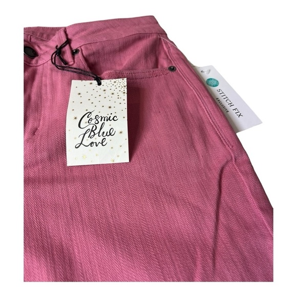 COSMIC BLUE LOVE Pink Flamingo Denim Jeans Stretch Skinny Split Cuffs Size 27P - Picture 12 of 14